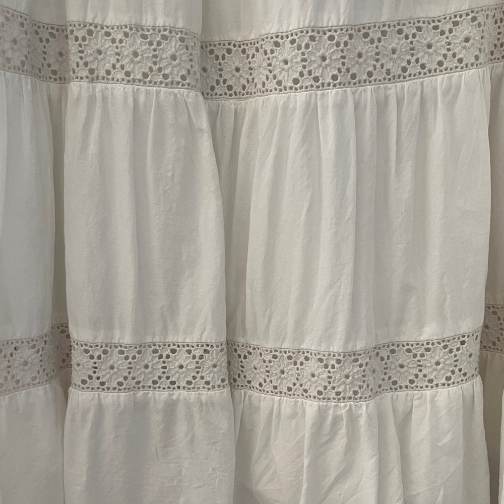 Willi Smith White Cotton Eyelet Tiered Midi Skirt - Picture 2 of 4